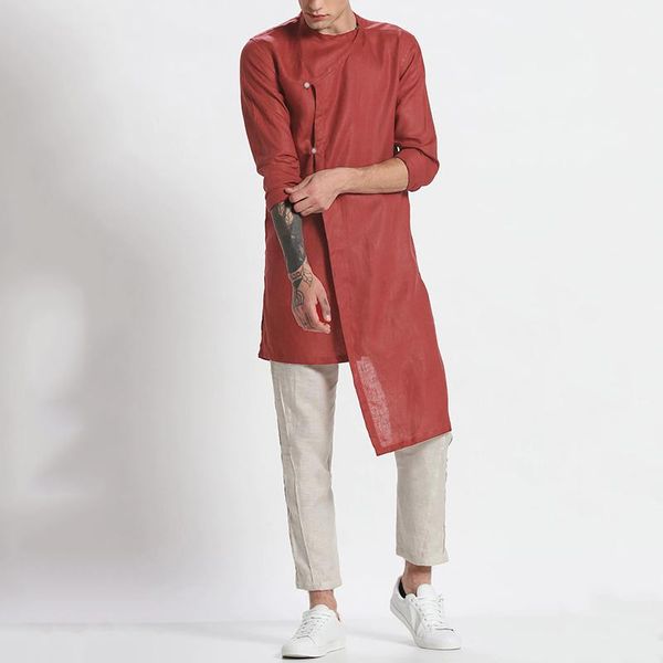 men's casual shirts men irregular long solid color shirt sleeve round neck cotton clothes vintage muslim kaftan 5xl incerun, White;black
men's casual shirts men irregular long solid color shirt sleeve round neck cotton clothes vintage muslim kaftan 5xl incerun, White;black