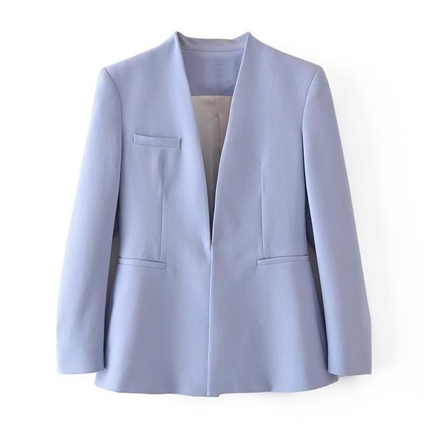 women's suits & blazers single 2021 fashion temperament no lapel blue solid color slim fit suit coat, White;black
women's suits & blazers single 2021 fashion temperament no lapel blue solid color slim fit suit coat, White;black
