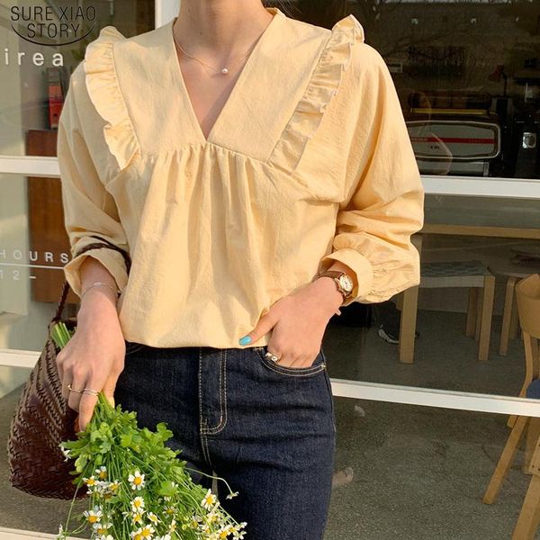 women's blouses & shirts office casual puff sleeve women blouse fashion v neck chiffon autumn yellow female clothing blusas 13649, White
women's blouses & shirts office casual puff sleeve women blouse fashion v neck chiffon autumn yellow female clothing blusas 13649, White
