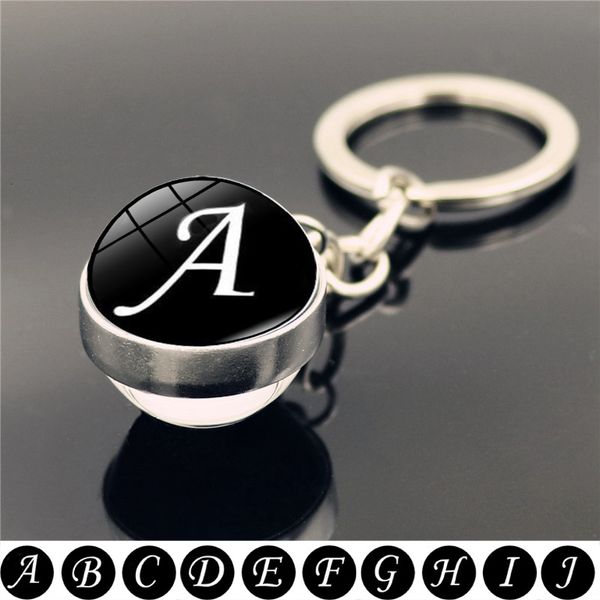 26 english letters keychain double side art p glass ball pendant simple initial name couple key chain holder gifts for women, Silver
26 english letters keychain double side art p glass ball pendant simple initial name couple key chain holder gifts for women, Silver