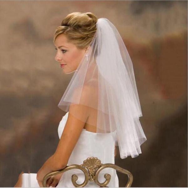 bridal veils white ivory short wedding veil 2 layers with comb 60-80cm shoulder length bride voile mariage, Black
bridal veils white ivory short wedding veil 2 layers with comb 60-80cm shoulder length bride voile mariage, Black