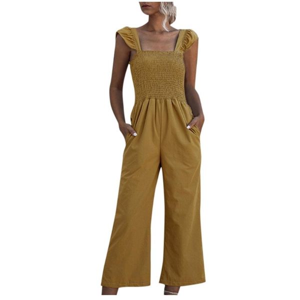 women's jumpsuits & rompers womail women 2021 shirred frill sleeves pocket jumpsuit ladie summer holiday party combinaison femme elegan, Black;white
women's jumpsuits & rompers womail women 2021 shirred frill sleeves pocket jumpsuit ladie summer holiday party combinaison femme elegan, Black;white