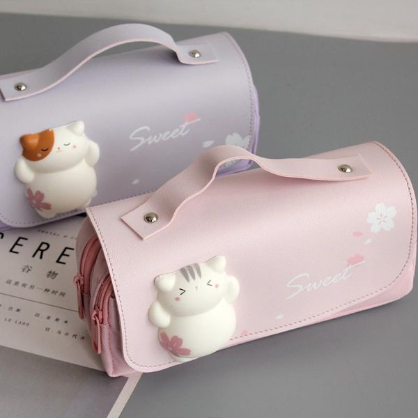 pencil bags lovely cat bag handle pen case 2 zippers korea stationery school supplies pouch pink pu stationary organizer gift
pencil bags lovely cat bag handle pen case 2 zippers korea stationery school supplies pouch pink pu stationary organizer gift