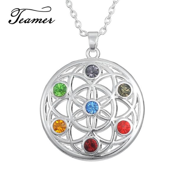 pendant necklaces teamer india yoga rhinestone necklace flower of life jewerly with stones crystals chakra for man/woman, Silver 
pendant necklaces teamer india yoga rhinestone necklace flower of life jewerly with stones crystals chakra for man/woman, Silver