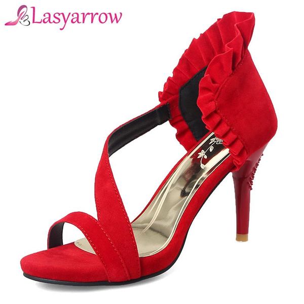 lasyarrow black red big size 32-43 faux suede women's shoes sweet elegant ruffles wedding open toe heels shoe sandal rm424 sandals
lasyarrow black red big size 32-43 faux suede women's shoes sweet elegant ruffles wedding open toe heels shoe sandal rm424 sandals
