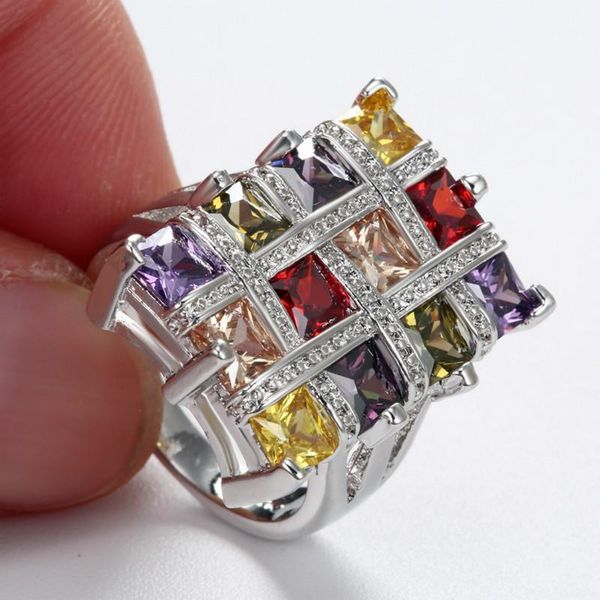 cluster rings exquisite fashion multicolor stone ring wedding party jewelry promise engagement for women, Golden;silver
cluster rings exquisite fashion multicolor stone ring wedding party jewelry promise engagement for women, Golden;silver