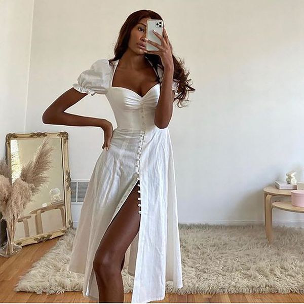 summer dress vintage solid button midi dress party club strapless high split dresses women casual white dresses vestidos 210521, Black;gray
summer dress vintage solid button midi dress party club strapless high split dresses women casual white dresses vestidos 210521, Black;gray