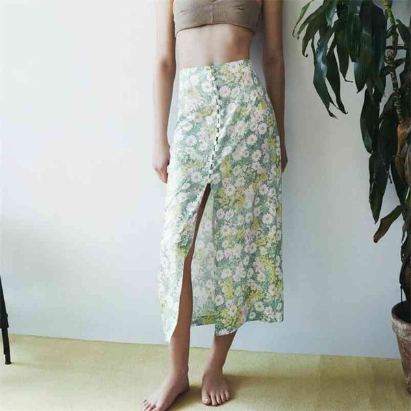 women summer vintage chiffon skirts za buttons split fork floral print female elegant thin vacation skirt clothing 210513, Black;gray
women summer vintage chiffon skirts za buttons split fork floral print female elegant thin vacation skirt clothing 210513, Black;gray