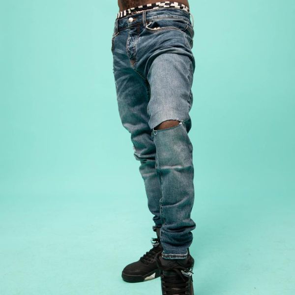 men's jeans male trousers high-end fashion brand knee hole casual slim old style denim pants american trend street, Blue
men's jeans male trousers high-end fashion brand knee hole casual slim old style denim pants american trend street, Blue
