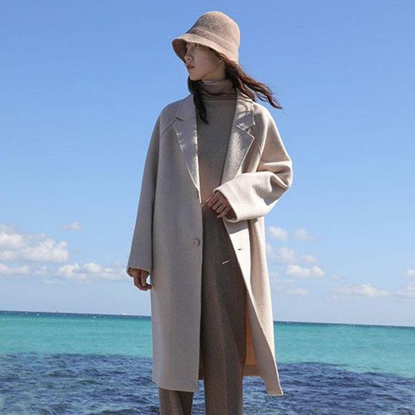 women's wool & blends solid long coat fashion casual blend and jacket single breasted women coats autumn winter, Black
women's wool & blends solid long coat fashion casual blend and jacket single breasted women coats autumn winter, Black