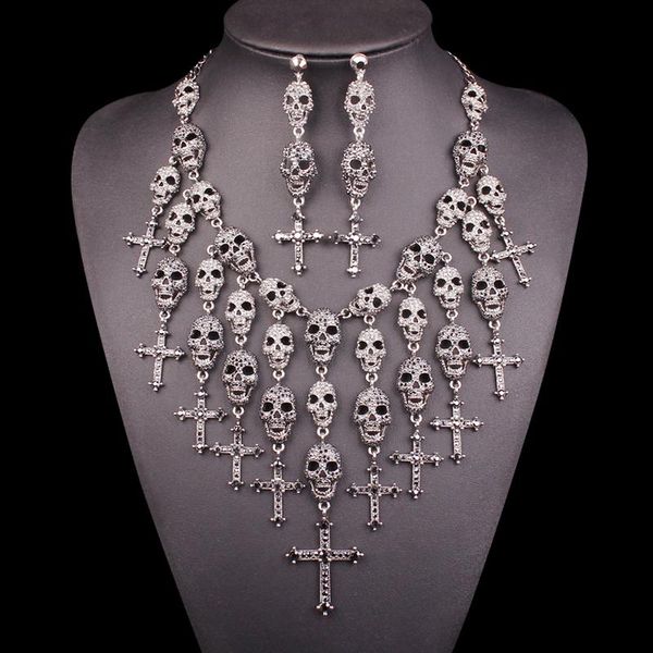 earrings & necklace big skeleton sets halloween vintage horrible all saints' day skull jewelry retro cross jewellery, Silver
earrings & necklace big skeleton sets halloween vintage horrible all saints' day skull jewelry retro cross jewellery, Silver