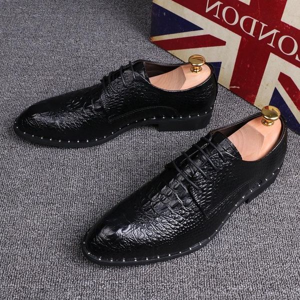 dress shoes men luxury pointed rivet crocodile pattern oxford for man male wedding homecoming zapatos de novio, Black
dress shoes men luxury pointed rivet crocodile pattern oxford for man male wedding homecoming zapatos de novio, Black
