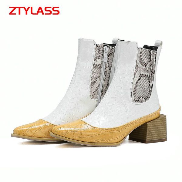 boots fashion mixed colors women ankle snake print zipper thick high heel short black white autumn winter shoes woman
boots fashion mixed colors women ankle snake print zipper thick high heel short black white autumn winter shoes woman