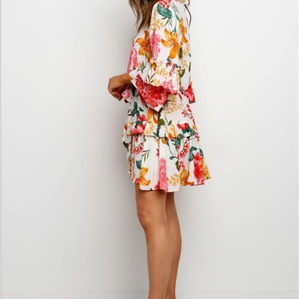 factory2zm0 round spring summer fashion printed 2021 neck new long sleeve dress, White;black
factory2zm0 round spring summer fashion printed 2021 neck new long sleeve dress, White;black