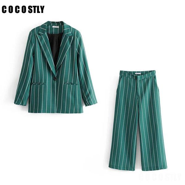 vintage green striped pant suits fashion pockets single button notched blazer zipper straight long pants casual women women's two piece, White
vintage green striped pant suits fashion pockets single button notched blazer zipper straight long pants casual women women's two piece, White