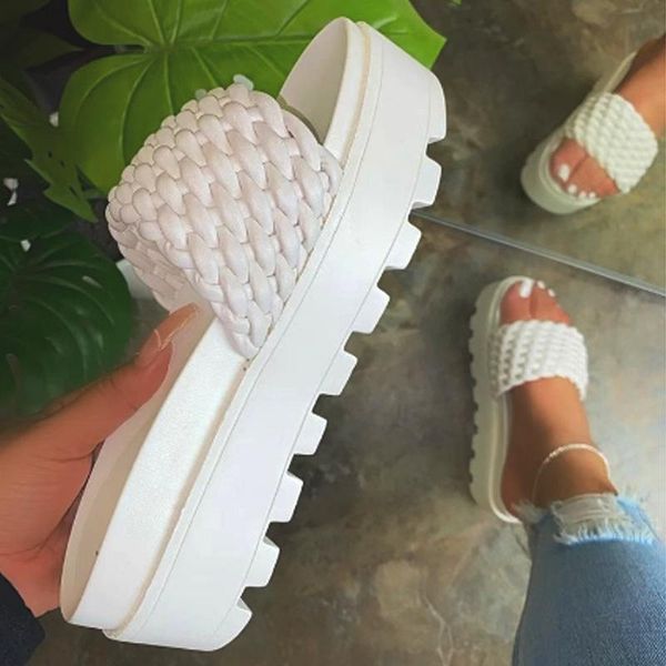 fashion woven women shoes thick sole solid ladies slippers platform outside summer slides for female lightweight flip flops, Black
fashion woven women shoes thick sole solid ladies slippers platform outside summer slides for female lightweight flip flops, Black