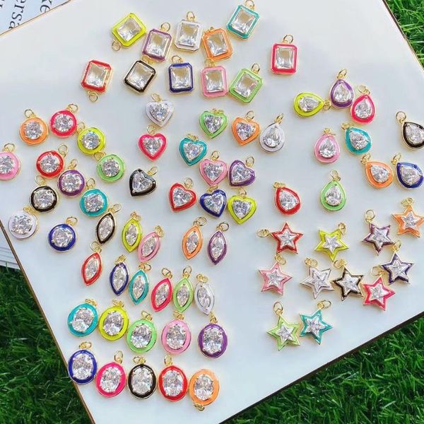 charms 10pcs enamel colorful geometry heart star round water drop crystal zircon charm pendants necklaces bracelets making, Bronze;silver
charms 10pcs enamel colorful geometry heart star round water drop crystal zircon charm pendants necklaces bracelets making, Bronze;silver