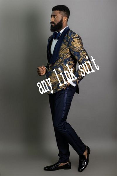wedding tuxedos handsome one button navy blue printing groom shawl lapel men suits three pieces prom dinner blazer (jacket+pants+vest+tie), Black;gray
wedding tuxedos handsome one button navy blue printing groom shawl lapel men suits three pieces prom dinner blazer (jacket+pants+vest+tie), Black;gray