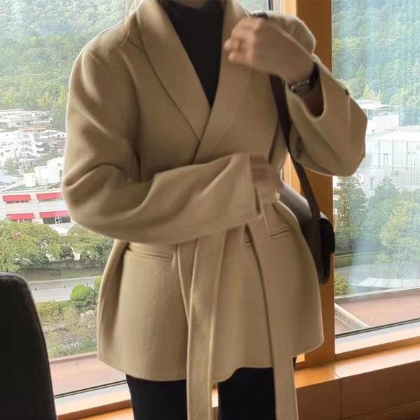 women's wool & blends woolen coats for women clothes female autumn winter blend jacket belted korean elegant turn-down collar pocket so, Black
women's wool & blends woolen coats for women clothes female autumn winter blend jacket belted korean elegant turn-down collar pocket so, Black