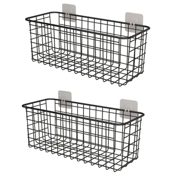 hooks & rails 2pcs durable multifunctional wall mount iron storage baskets for home (black)
hooks & rails 2pcs durable multifunctional wall mount iron storage baskets for home (black)