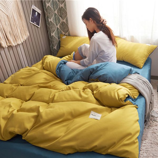net red same nordic style solid double color frosted four three piece set on student bed group purchase
net red same nordic style solid double color frosted four three piece set on student bed group purchase