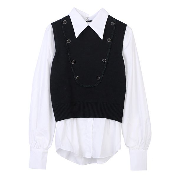 women's sweaters autumn loose lapel slim-fit casual long-sleeved vest fake two-piece knitted stitching l9m0, White;black
women's sweaters autumn loose lapel slim-fit casual long-sleeved vest fake two-piece knitted stitching l9m0, White;black