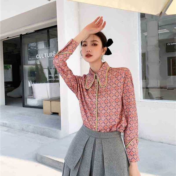 women's two piece pants neroli peter pan collar designer shirt women long sleeve floral green edge fashion korean blouse nrta, White
women's two piece pants neroli peter pan collar designer shirt women long sleeve floral green edge fashion korean blouse nrta, White