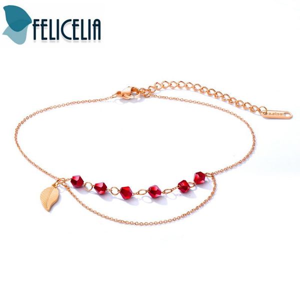 anklets felicelia rose gold tone stainless steel leaf anklet with red cubic zirconia ankle bracelet for women girls foot chain jewelry, Red;blue
anklets felicelia rose gold tone stainless steel leaf anklet with red cubic zirconia ankle bracelet for women girls foot chain jewelry, Red;blue