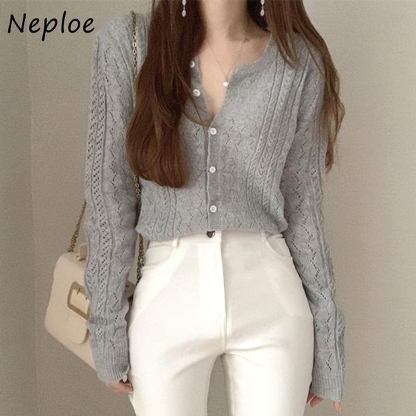 women's knits & tees neploe autumn solid round neck woman sweater jacket hollow out knit cardigan loose long sleeve short sweaters thin, White
women's knits & tees neploe autumn solid round neck woman sweater jacket hollow out knit cardigan loose long sleeve short sweaters thin, White