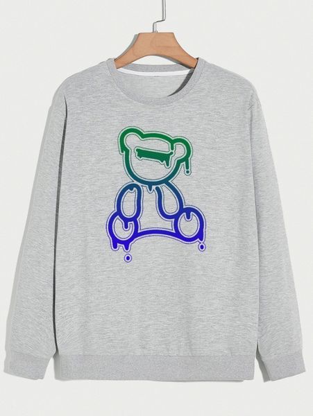 men bear print sweatshirt r5xn#, Black