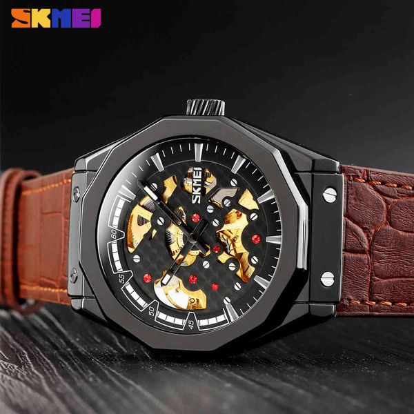 skmei automatic watch punk brightturning pointer real for men poison clock waterproof leather tape men's watches reloj hombre, Slivery;brown
skmei automatic watch punk brightturning pointer real for men poison clock waterproof leather tape men's watches reloj hombre, Slivery;brown