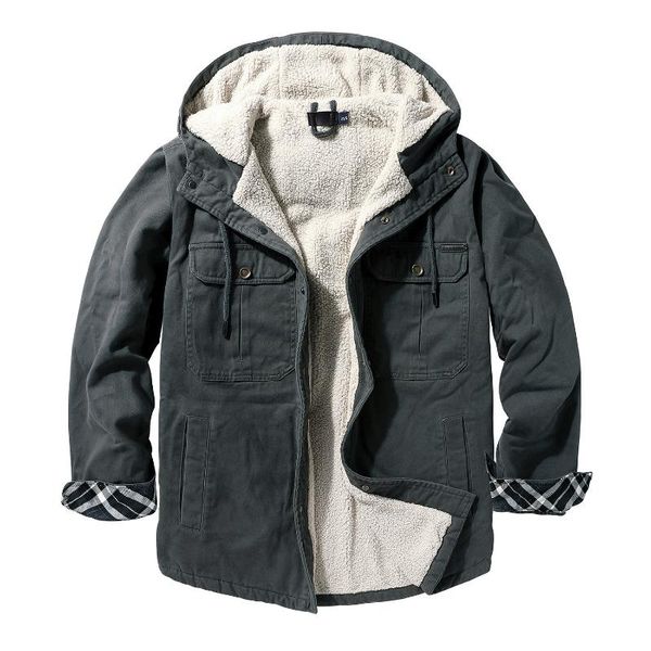 men's jackets us size cotton casual plush long sleeved shirt autumn winter large thickened cashmere hooded jacket, Black;brown
men's jackets us size cotton casual plush long sleeved shirt autumn winter large thickened cashmere hooded jacket, Black;brown
