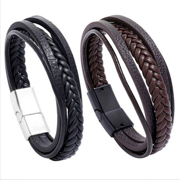 charm bracelets creative multi layer simple woven leather bracelet retro alloy braided rope cuff wristband with magnetic buckle, Golden;silver
charm bracelets creative multi layer simple woven leather bracelet retro alloy braided rope cuff wristband with magnetic buckle, Golden;silver