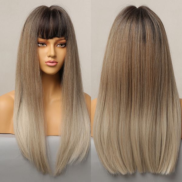 long straight ombre black brown blonde wigs with full bangs synthetic wigs for women afro american cosplay daily heat resistant
long straight ombre black brown blonde wigs with full bangs synthetic wigs for women afro american cosplay daily heat resistant