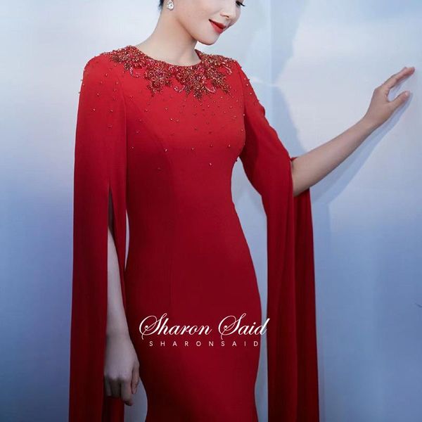 red mermaid long sleeve dubai evening dresses for muslim women wedding party gowns beaded arabic formal engagement dress, White;black
red mermaid long sleeve dubai evening dresses for muslim women wedding party gowns beaded arabic formal engagement dress, White;black