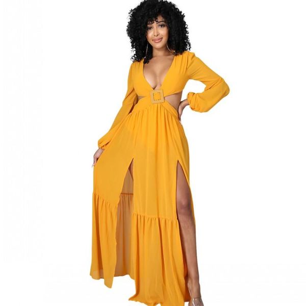 casual dresses ruffle maxi for women v neck lace up backless split robe summer solid elegant beach style holiday dress vestido gown, Black;gray
casual dresses ruffle maxi for women v neck lace up backless split robe summer solid elegant beach style holiday dress vestido gown, Black;gray