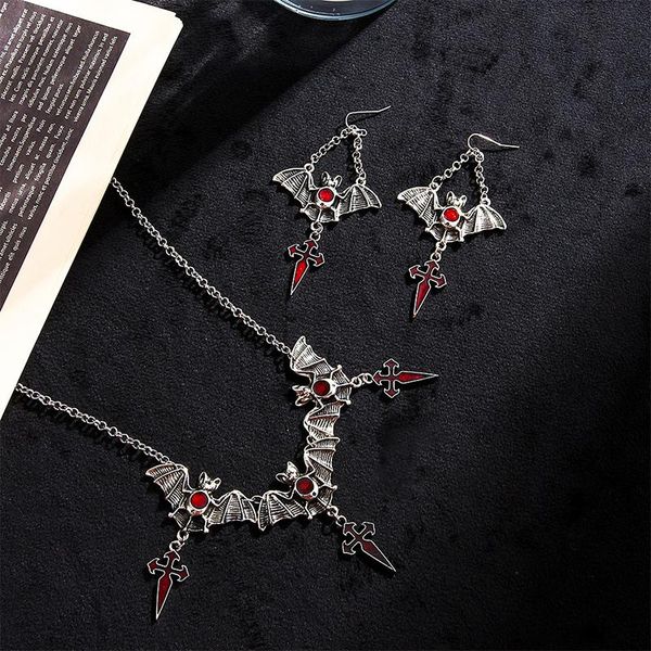 chains halloween fashion dark gothic style exaggerated red water drop bar earrings cross pendant necklace set tide jewelry gift, Silver
chains halloween fashion dark gothic style exaggerated red water drop bar earrings cross pendant necklace set tide jewelry gift, Silver