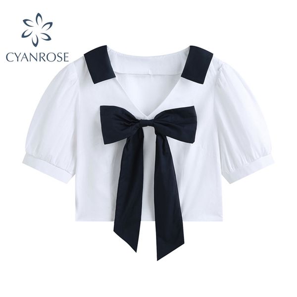 summer lapel short sleeve crop for women bownot spliced v neck lovely causal preppy style vintage ins shirts 210430, White
summer lapel short sleeve crop for women bownot spliced v neck lovely causal preppy style vintage ins shirts 210430, White