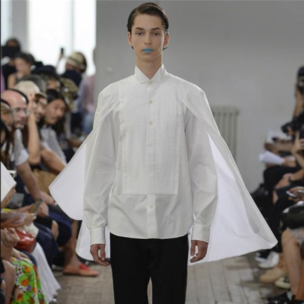 men's casual shirts false two shawls in the long style large size tide men sleeve shirt personality design, White;black
men's casual shirts false two shawls in the long style large size tide men sleeve shirt personality design, White;black