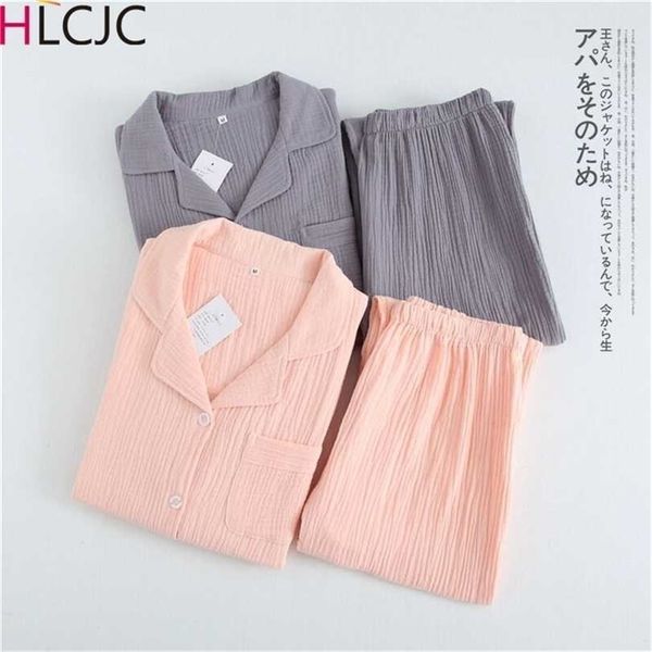 solid breathable lovers 100% cotton crepe pajamas set men autumn long sleeve fresh soft pijama mujer casual pyjamas 211116, Black;red
solid breathable lovers 100% cotton crepe pajamas set men autumn long sleeve fresh soft pijama mujer casual pyjamas 211116, Black;red