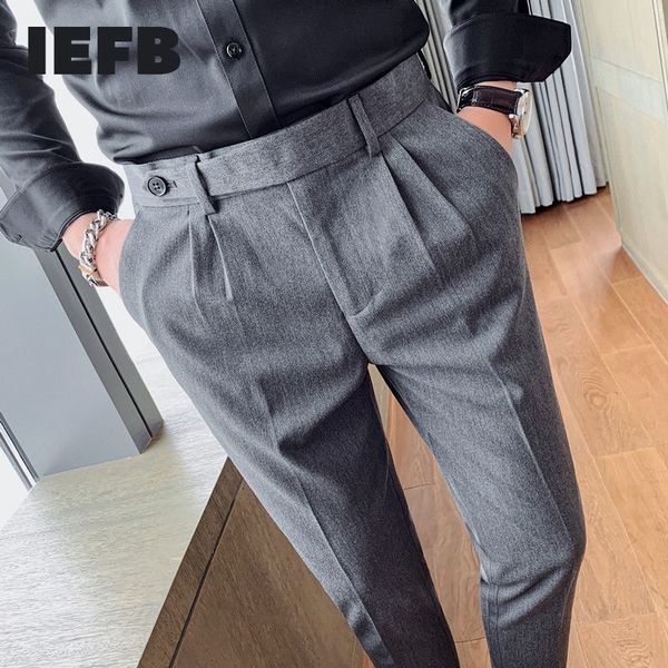 iefb men's trend korean fashion suit pants british business trousers slim grey ankle length straight pants male 9y6670 210524, Black
iefb men's trend korean fashion suit pants british business trousers slim grey ankle length straight pants male 9y6670 210524, Black