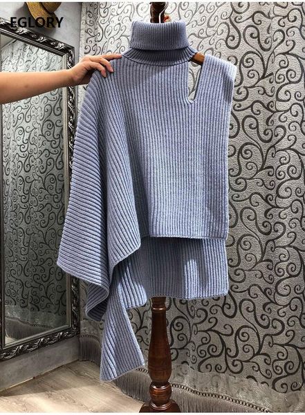 women's sweaters turtleneck 2021 autumn winter fashion knitwear women one shoulder casual blue grey jumpers ladies cape, White;black
women's sweaters turtleneck 2021 autumn winter fashion knitwear women one shoulder casual blue grey jumpers ladies cape, White;black