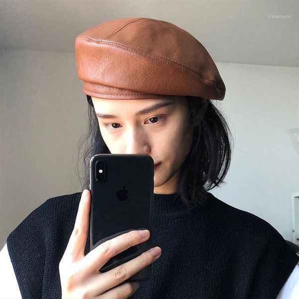 berets literary beret female pu leather net red british retro hat version of the wild painter tide for women designer, Blue;gray
berets literary beret female pu leather net red british retro hat version of the wild painter tide for women designer, Blue;gray