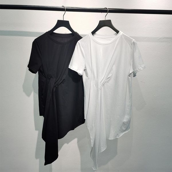 women's t-shirt spring and summer irregular short-sleeved folding slim cotton for women, White
women's t-shirt spring and summer irregular short-sleeved folding slim cotton for women, White