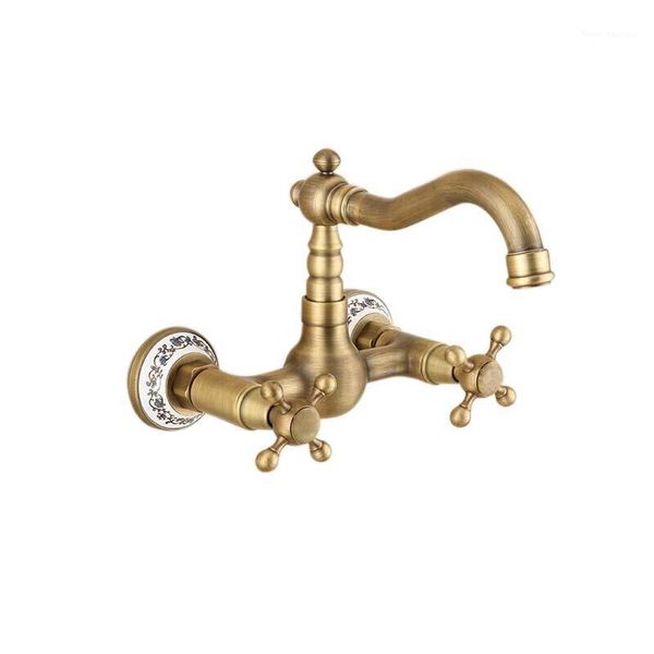 wall mounted antique brass kitchen faucet with double cross handle tap mixer ceramic w95001
wall mounted antique brass kitchen faucet with double cross handle tap mixer ceramic w95001