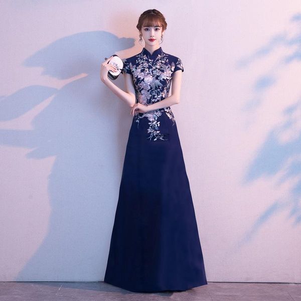 navy blue elegant chinese formal party dress women classic flower embroidery banquet gown temperament a-line novelty qipao ethnic clothing, Red
navy blue elegant chinese formal party dress women classic flower embroidery banquet gown temperament a-line novelty qipao ethnic clothing, Red