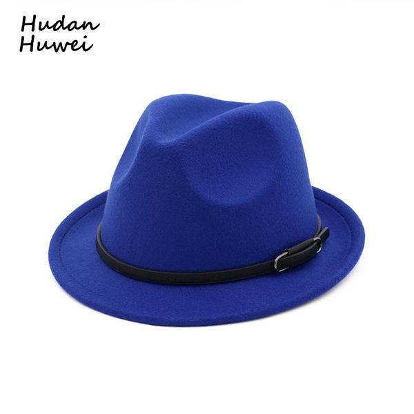 roll brim men women woolen felt fedoras hat with belt buckle british style black jazz formal party trilby hats for gh-467 wide, Blue;gray
roll brim men women woolen felt fedoras hat with belt buckle british style black jazz formal party trilby hats for gh-467 wide, Blue;gray