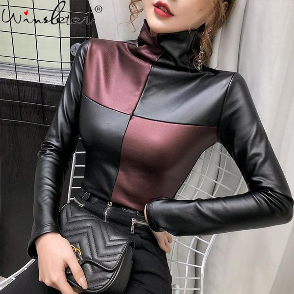 casual pu faux leather color block tee femme ladies streetwear long sleeve turtleneck skinny fleece tshirt autumn t07922b women's t-shi, White
casual pu faux leather color block tee femme ladies streetwear long sleeve turtleneck skinny fleece tshirt autumn t07922b women's t-shi, White