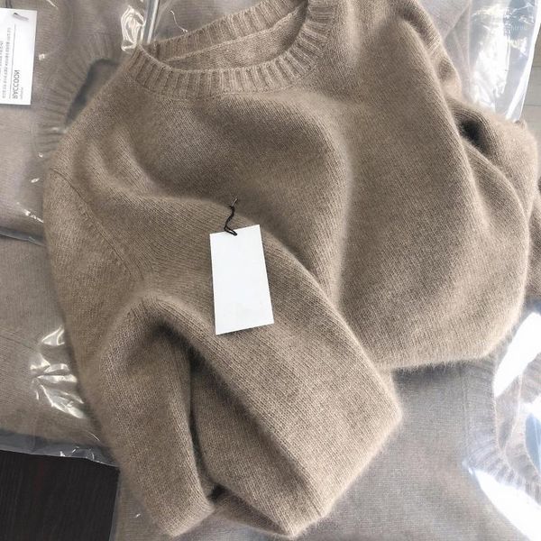 women's sweaters 2021 autumn winter soft knitted sweater pullovers fashion women o neck fake mink cashmere solid color loose jumper kni, White;black
women's sweaters 2021 autumn winter soft knitted sweater pullovers fashion women o neck fake mink cashmere solid color loose jumper kni, White;black