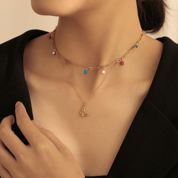 pendant necklaces stainless steel bead necklace double clavicle chain simple fashion elegant butterfly jewelry for women drop, Silver
pendant necklaces stainless steel bead necklace double clavicle chain simple fashion elegant butterfly jewelry for women drop, Silver